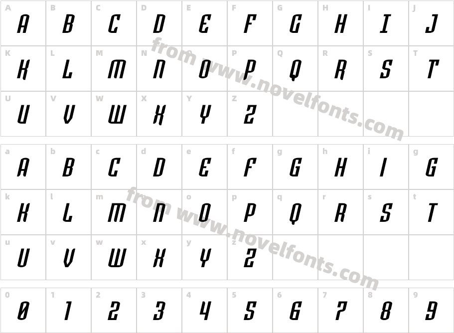 Icewave Spaced ItalicCharacter Map