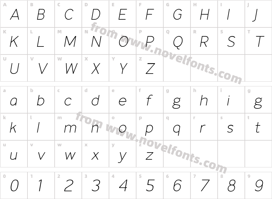 IdentikalSans_LightItalicCharacter Map