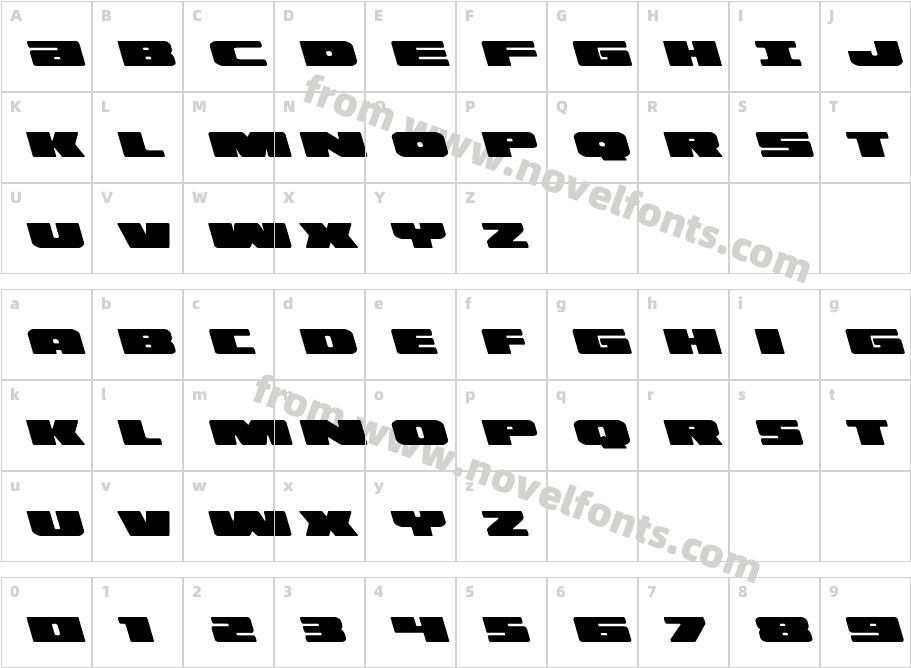 Illumino LeftalicCharacter Map