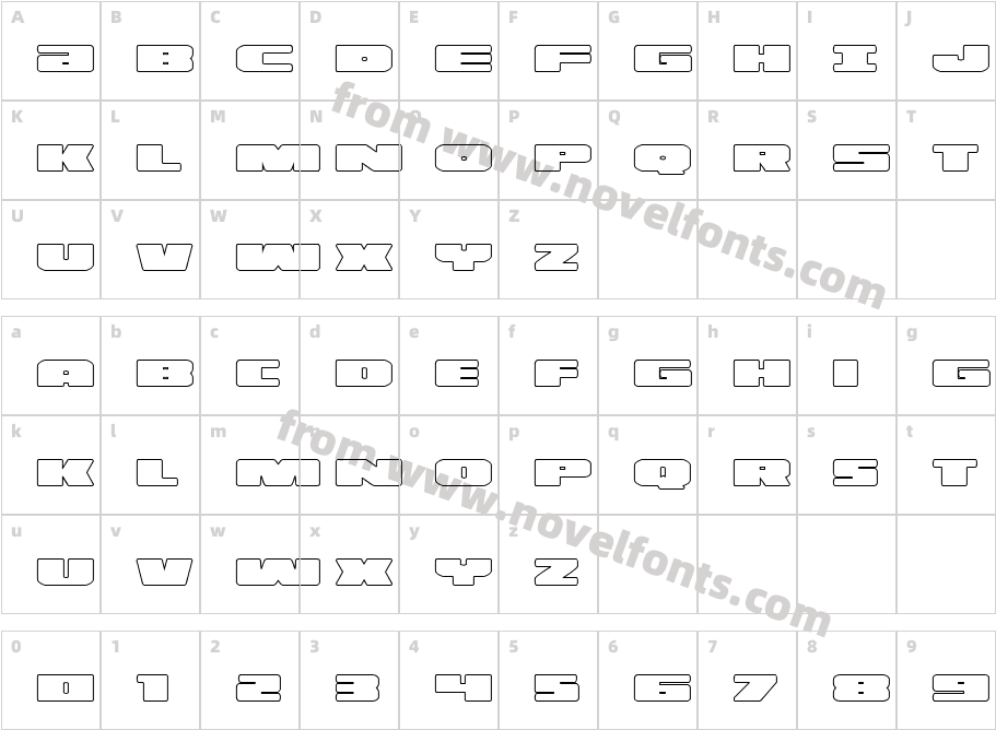 Illumino OutlineCharacter Map