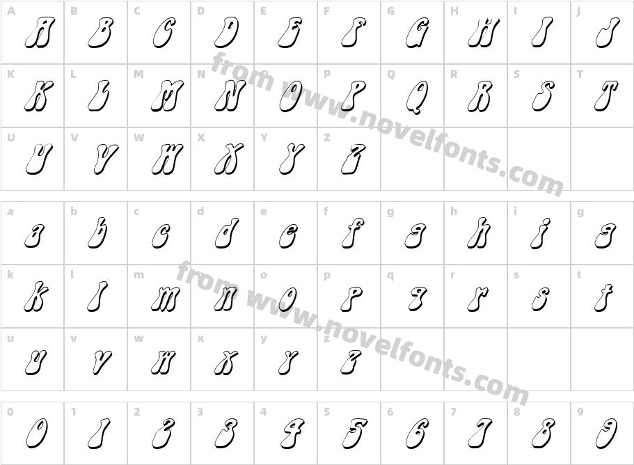 FZ JAZZY 14 3D ITALICCharacter Map