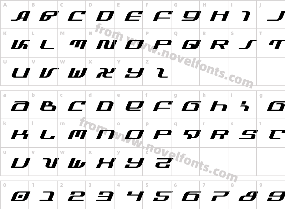 Infinity Formula ExpItalicCharacter Map