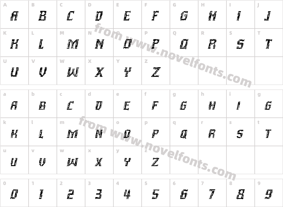 InhumanBB-ItalicCharacter Map