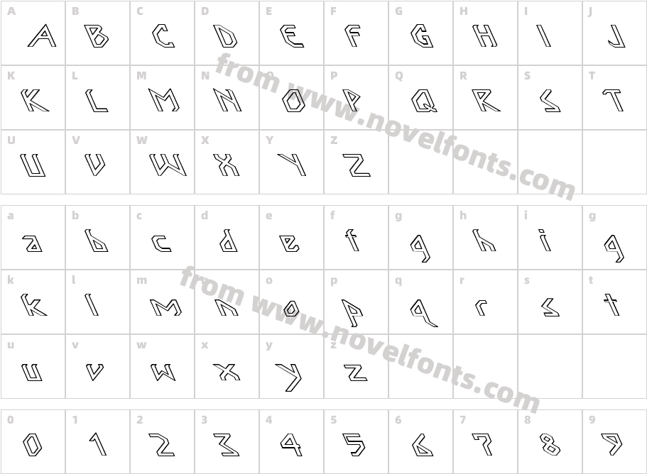 Inka Bod Large Hollow LeftieCharacter Map