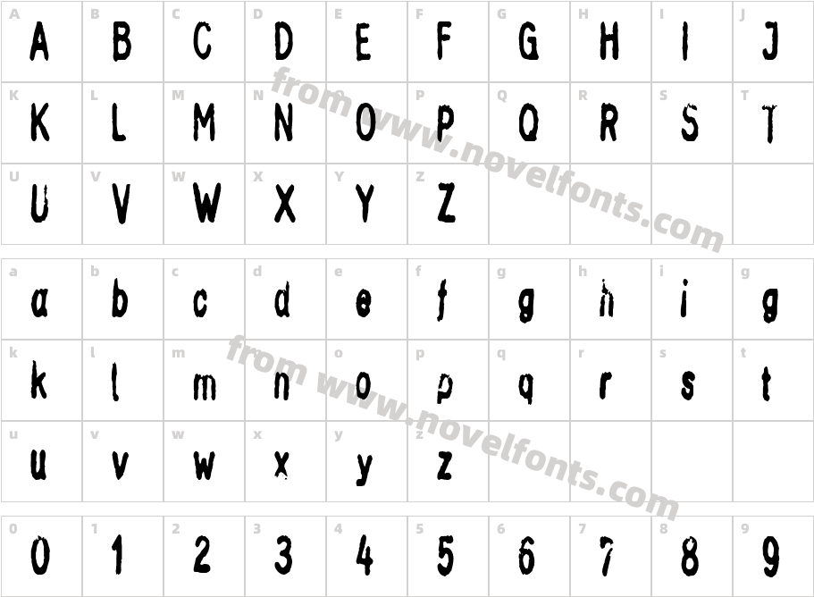 InkbleedCondensedCharacter Map