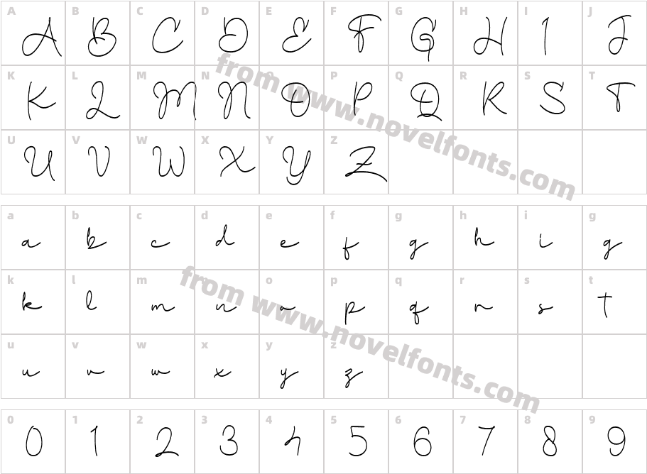 Inkgraphy Demo RegularCharacter Map