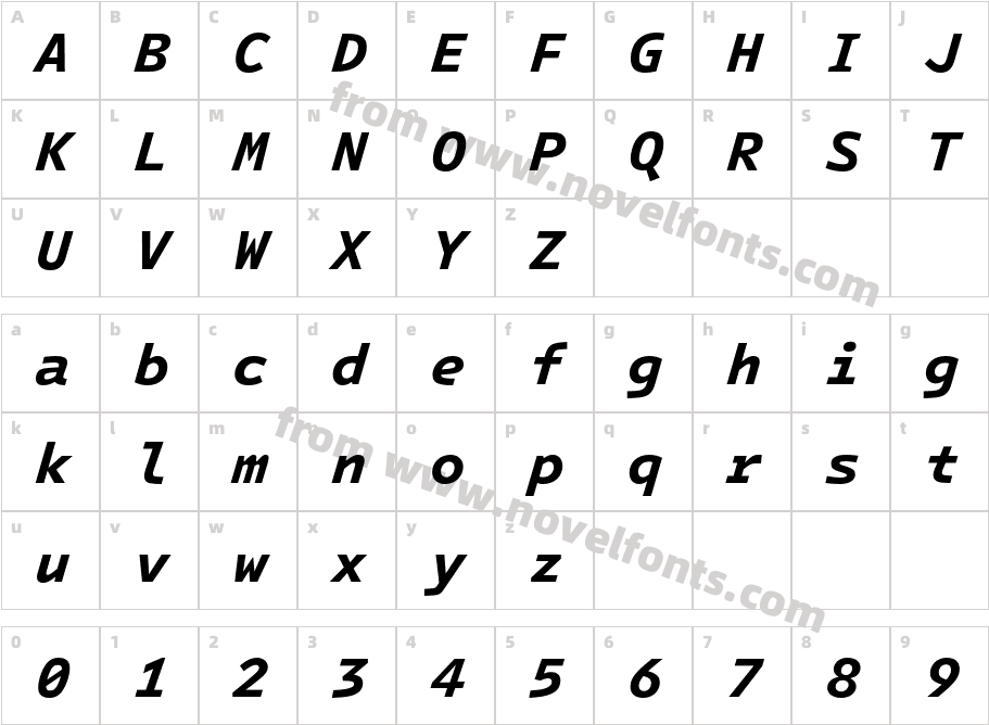 IntelOne Mono Bold ItalicCharacter Map