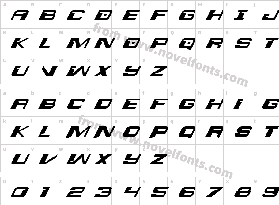 Interdiction ItalicCharacter Map