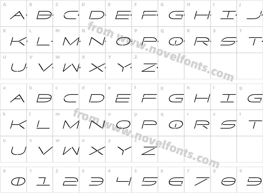 Factor Condensed ItalicCharacter Map