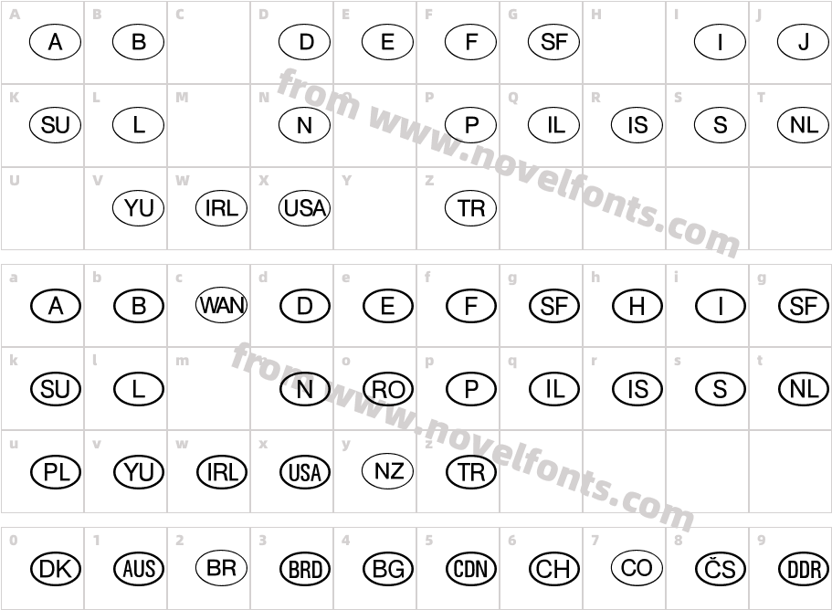 InternationalSymbolsP01Character Map