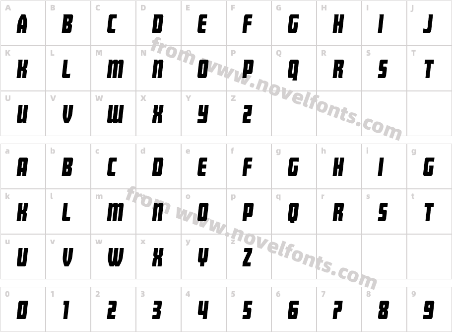 Intrepid Spear CondensedCharacter Map