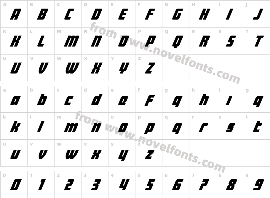 Intrepid Spear LC Super-ItalicCharacter Map