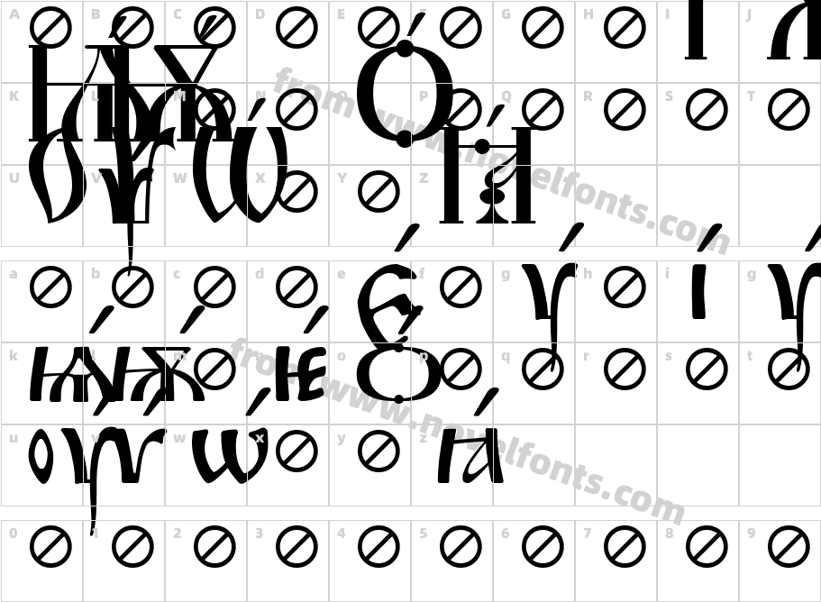 Irmologion AcuteCharacter Map