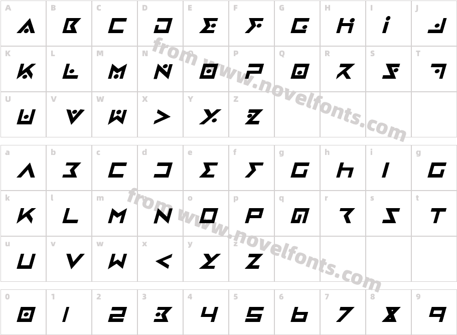 Iron Cobra Bold ItalicCharacter Map