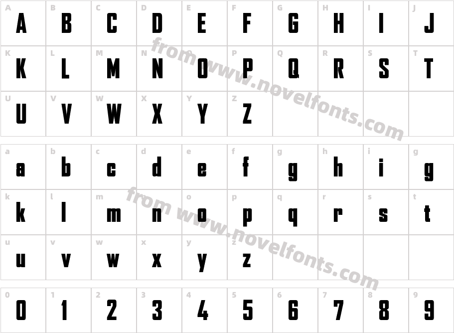 AgencyFB-BlackCondensedCharacter Map