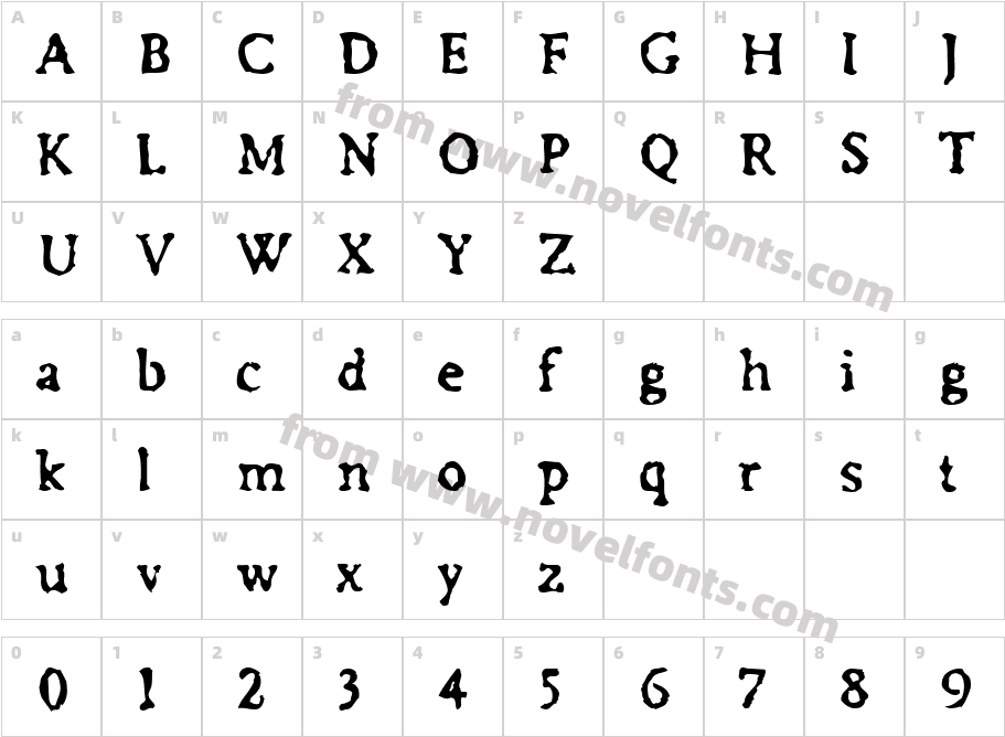 Irregular BoldCharacter Map