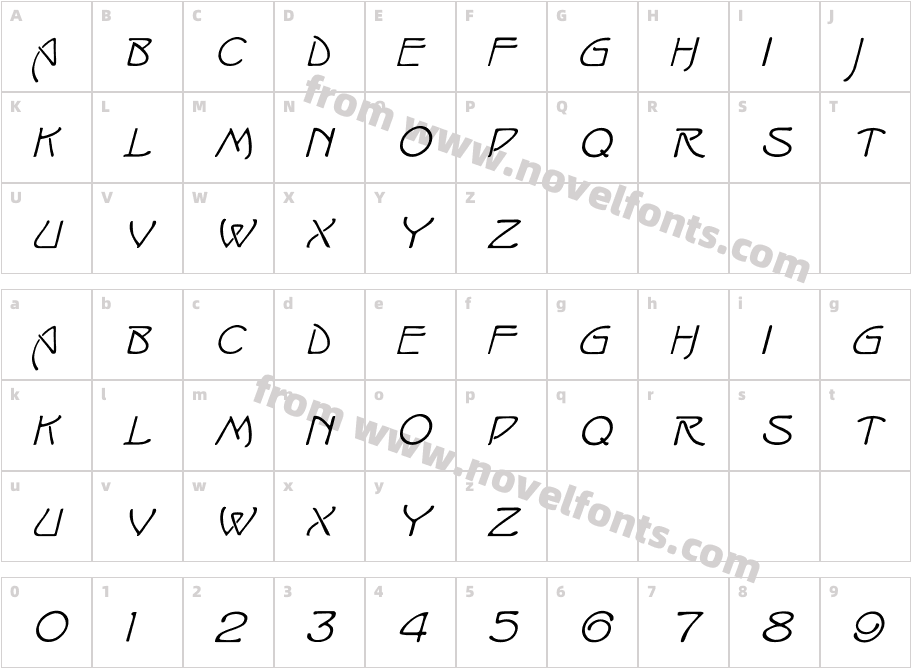 Isadora ItalicCharacter Map