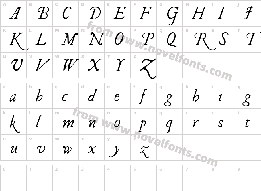 Italic ClassicScript RegularCharacter Map