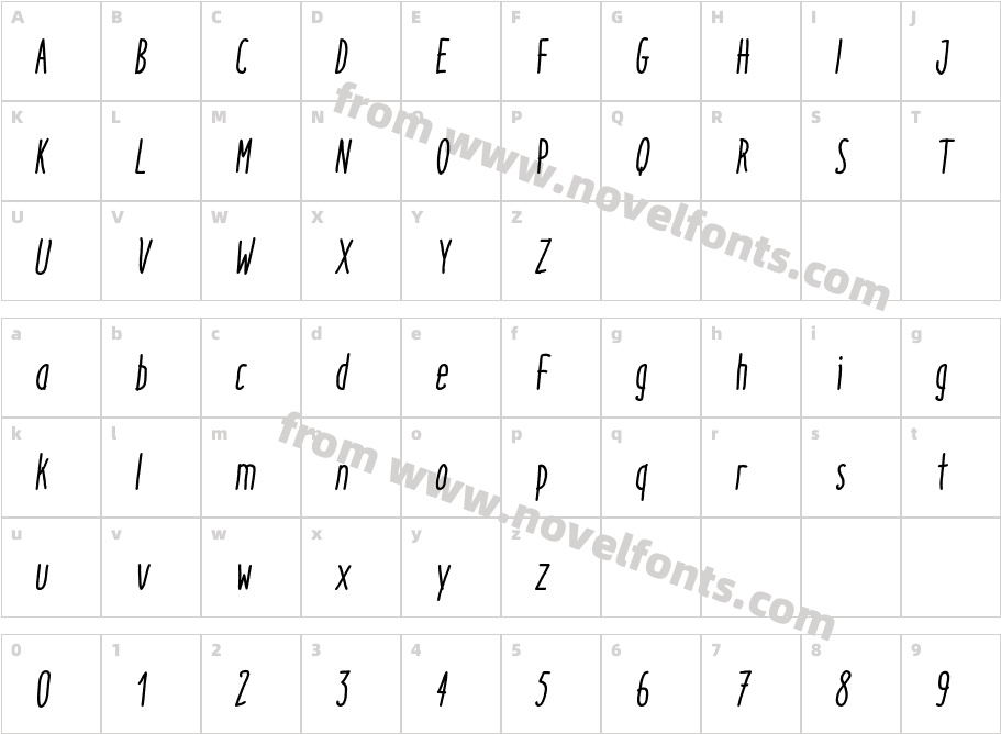 Italo Medium ItalicCharacter Map