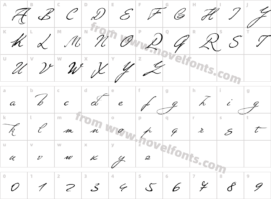 Ivana Script URW DCharacter Map