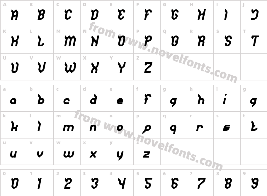 JAGUAR-BoldItalicCharacter Map