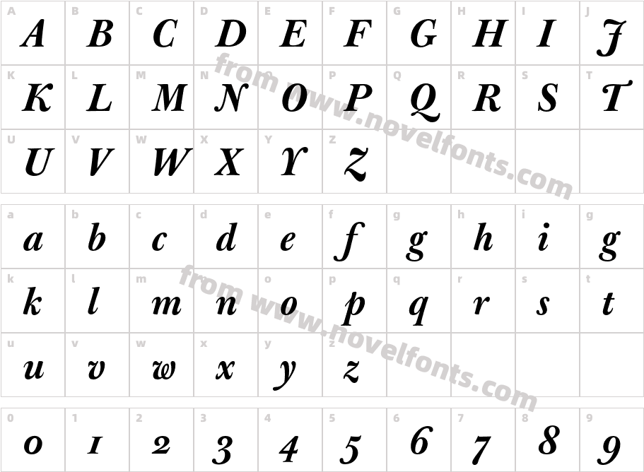 JBaskerville-BoldItalicCharacter Map