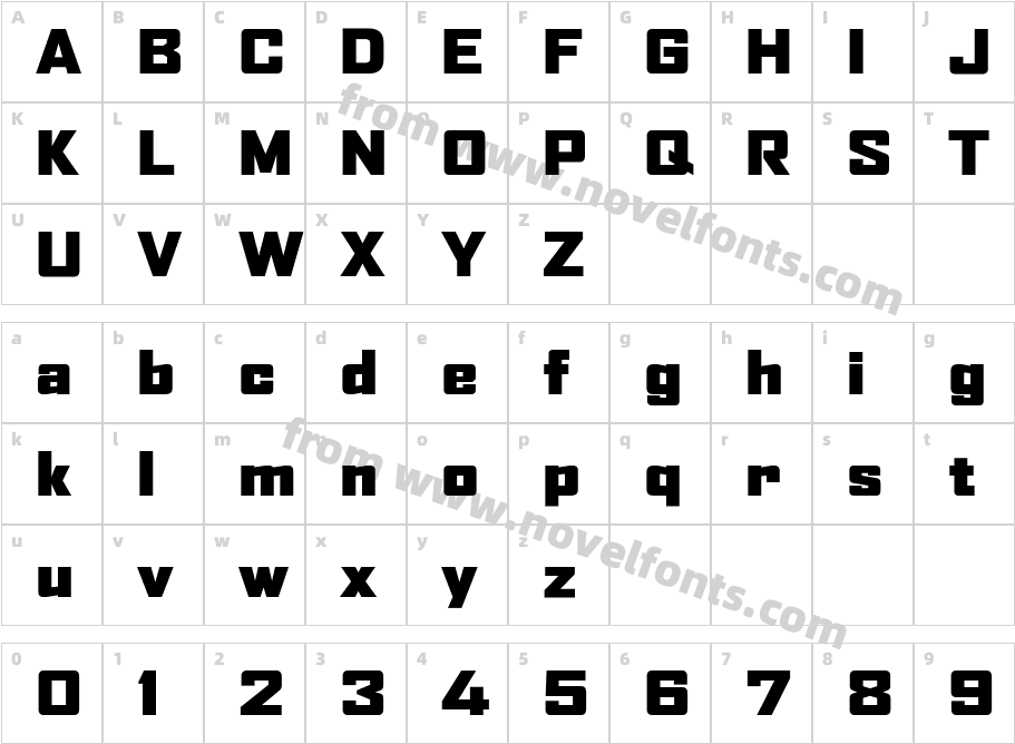 AgencyFB-BlackWideCharacter Map