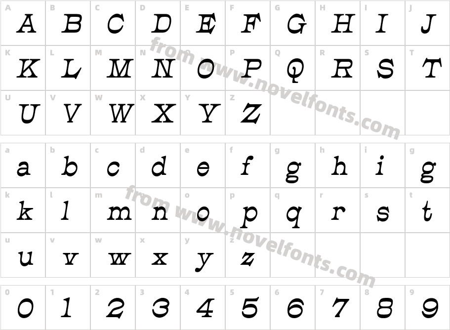 JMHCajita-BoldItalicCharacter Map