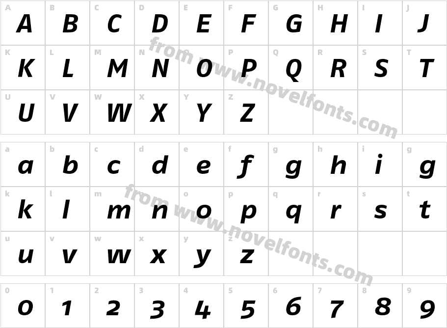 FagoEx-BoldItalicCharacter Map