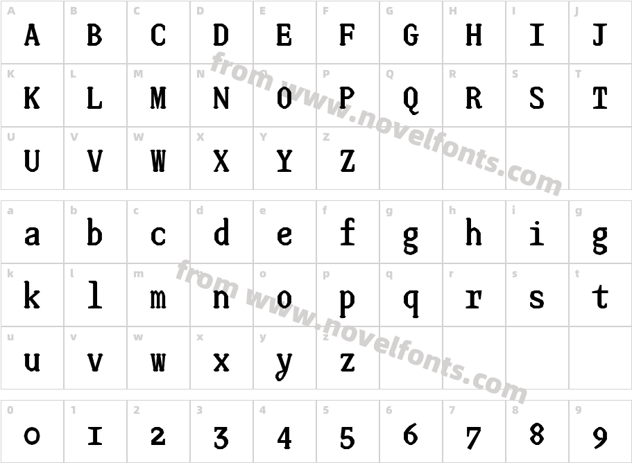 JUstice_Mono_BoldCharacter Map