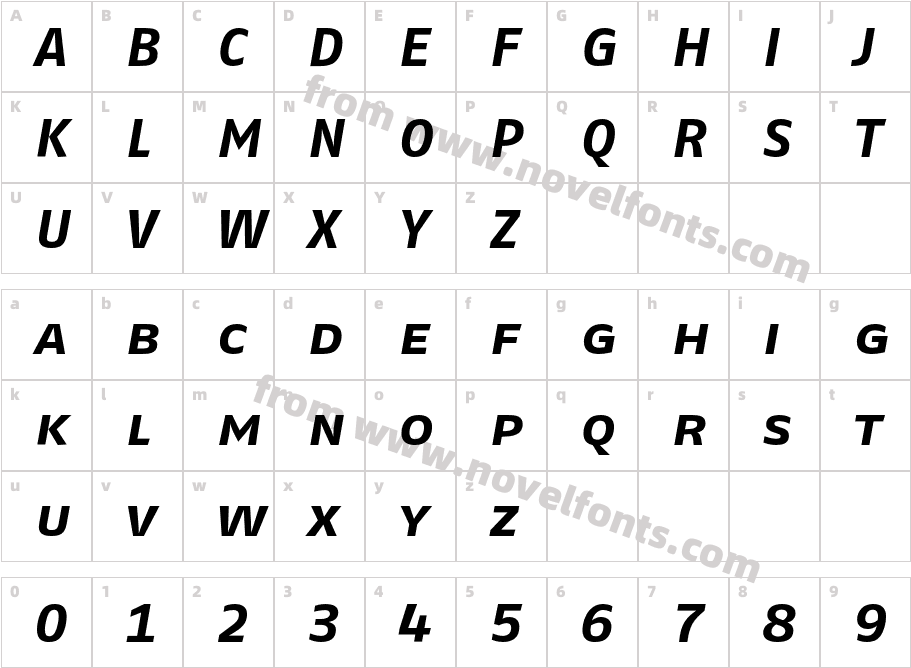 FagoExTf-BoldItalicCapsCharacter Map