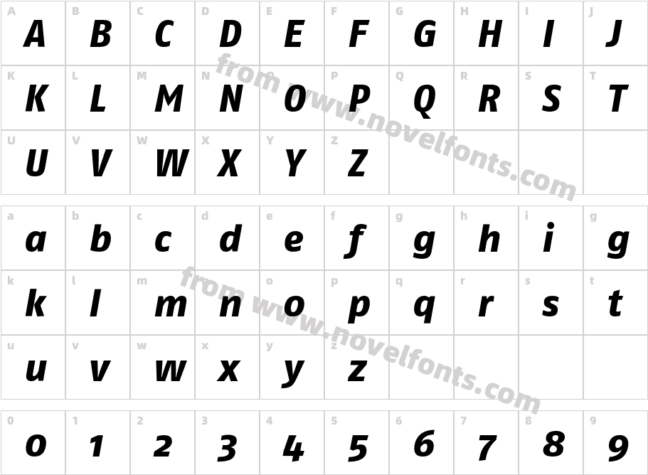 FagoNo-ExtraBoldItalicCharacter Map