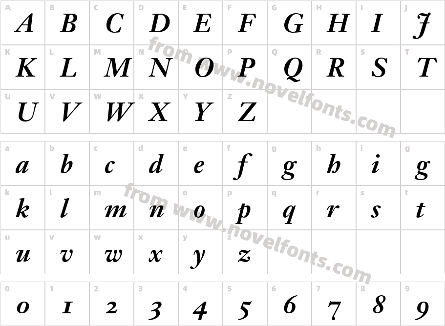 Janson_Text_76_Bold_Italic_Oldstyle_FiguresCharacter Map