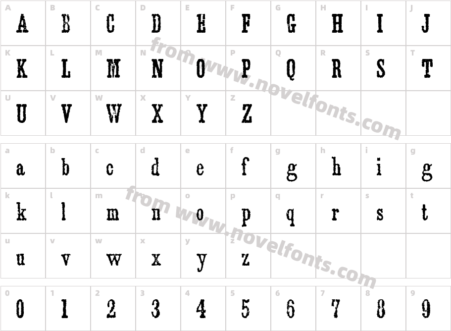 Jawbones Condensed WFCharacter Map