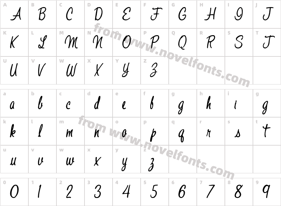 JelindaFont52Character Map