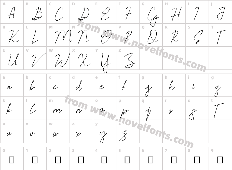 Jelitta Signature Regular Personal Use OnlyCharacter Map