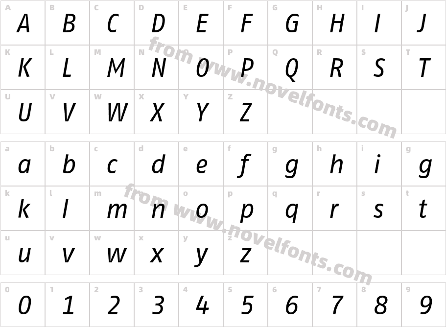 FagoNoTf-ItalicCharacter Map