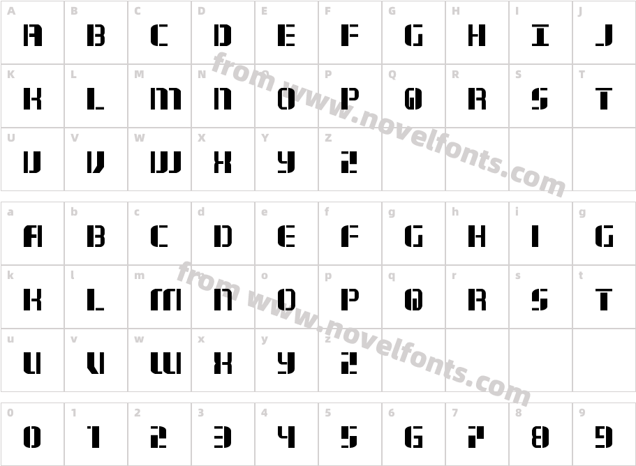 JetwayBoldCharacter Map