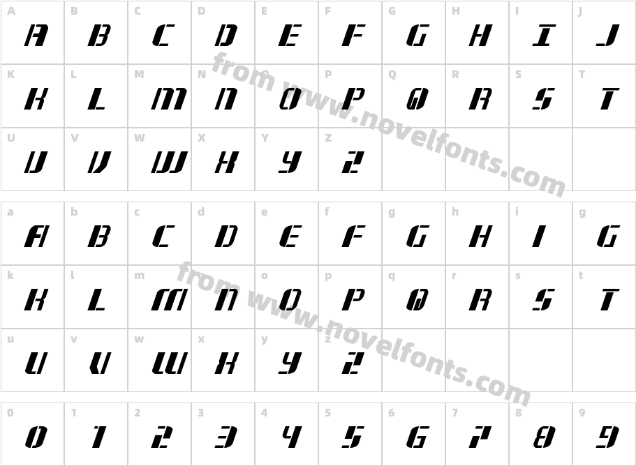 JetwayBoldItalicCharacter Map