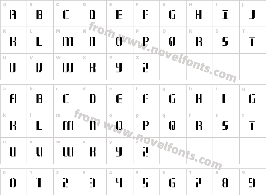 JetwayCondensedCharacter Map