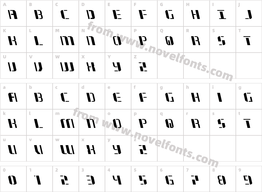 JetwayLeftalicCharacter Map