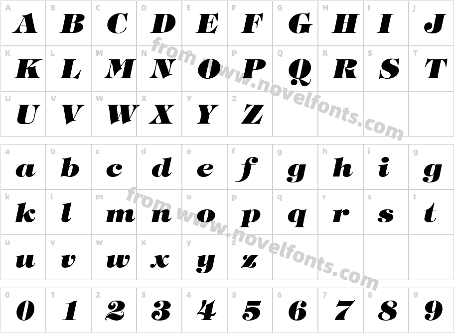 Jewel_Bold_ItalicCharacter Map