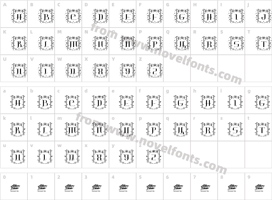 Jianshi Chinese MonogramCharacter Map