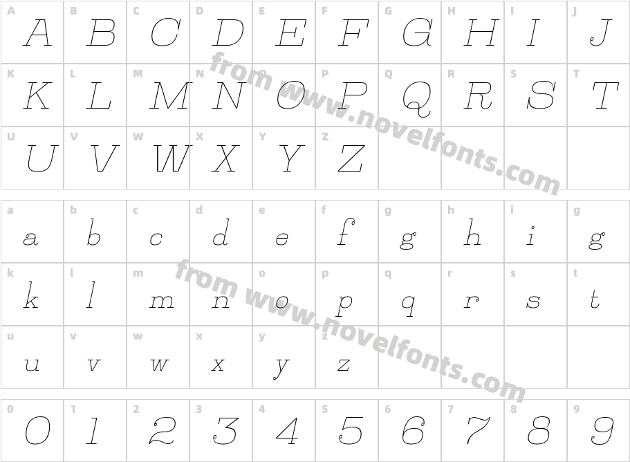 Jillsville-ItalicCharacter Map