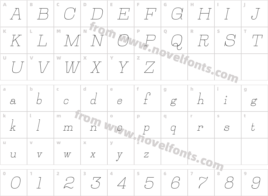 Jillsville_ItalicCharacter Map