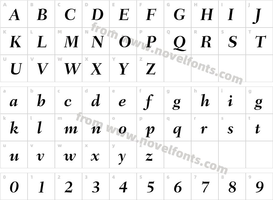 FairfieldLH-BoldItalicCharacter Map