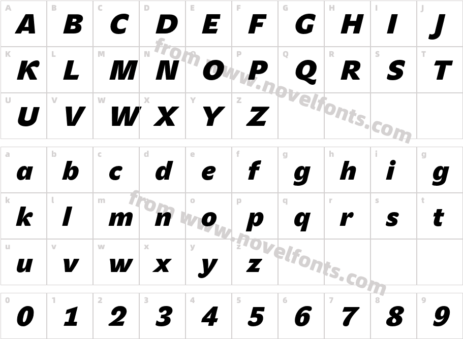 JohnSansHeavyPro-BoldItalicCharacter Map