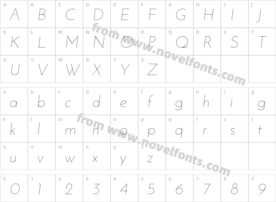 Josefin Sans ThinCharacter Map