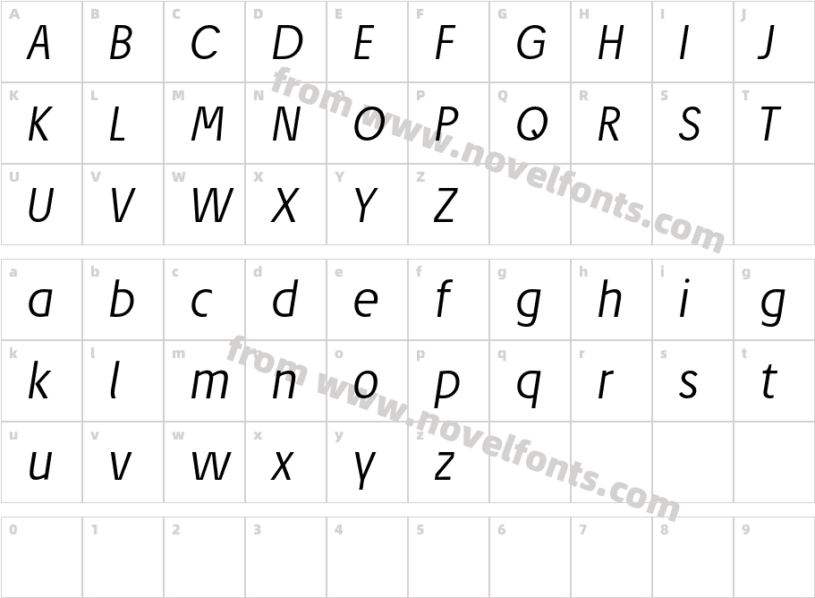 Josefreduced-LightItalicCharacter Map