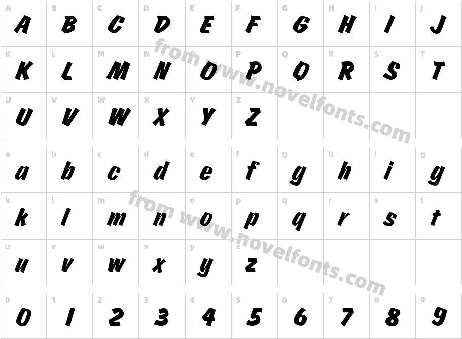 JosephsBrushItalicCharacter Map